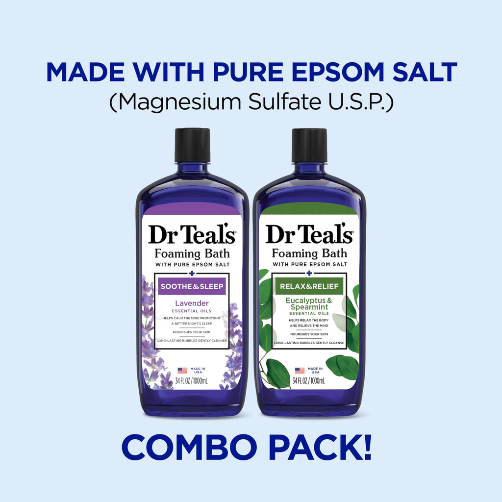 Foaming Bath with Pure Epsom Salt, Lavender & Eucalyptus, 34 fl oz (Pack of 2)