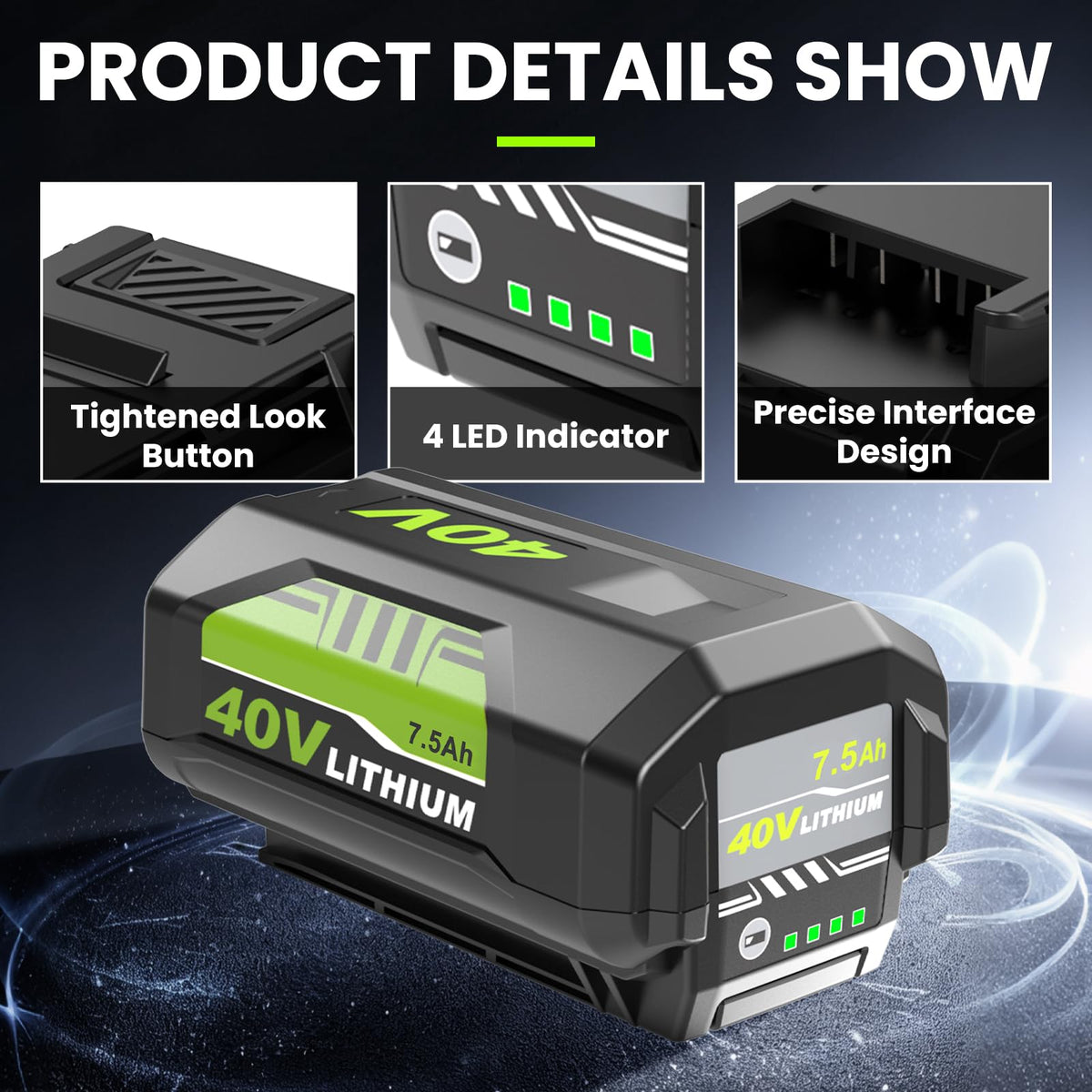 40v 7500mAh OP40261 Battery Replacement for Ryobi 40V Battery 7.5Ah