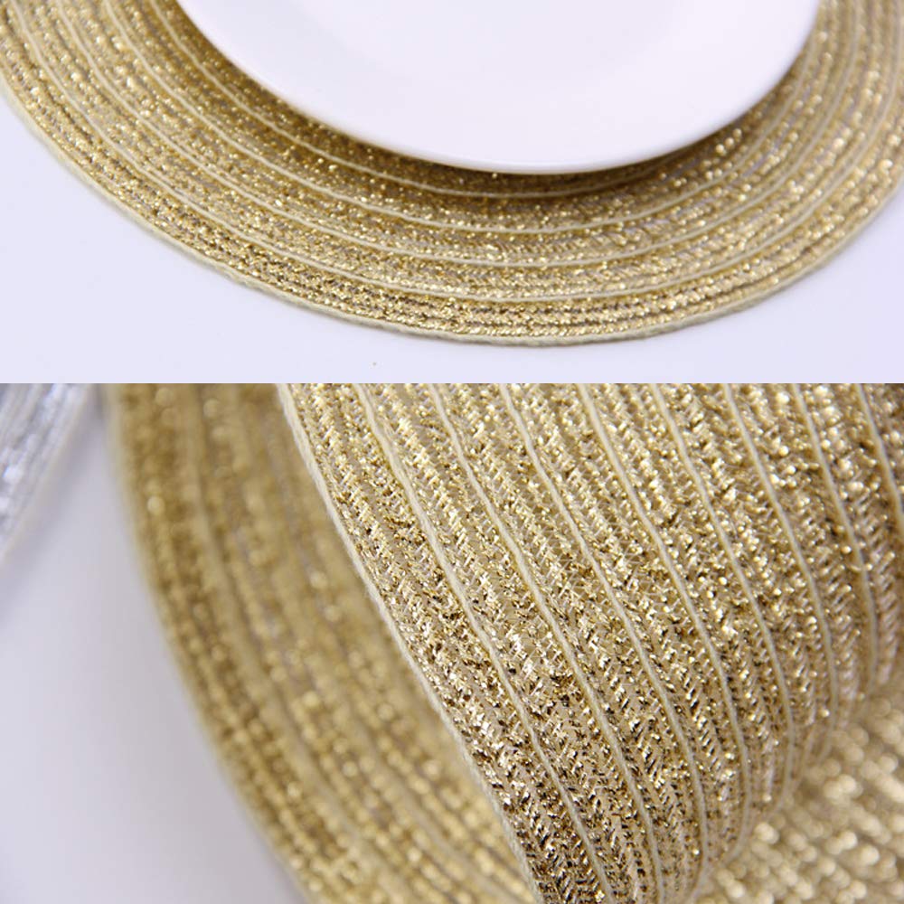 Gold Glitter Round Placemats Set