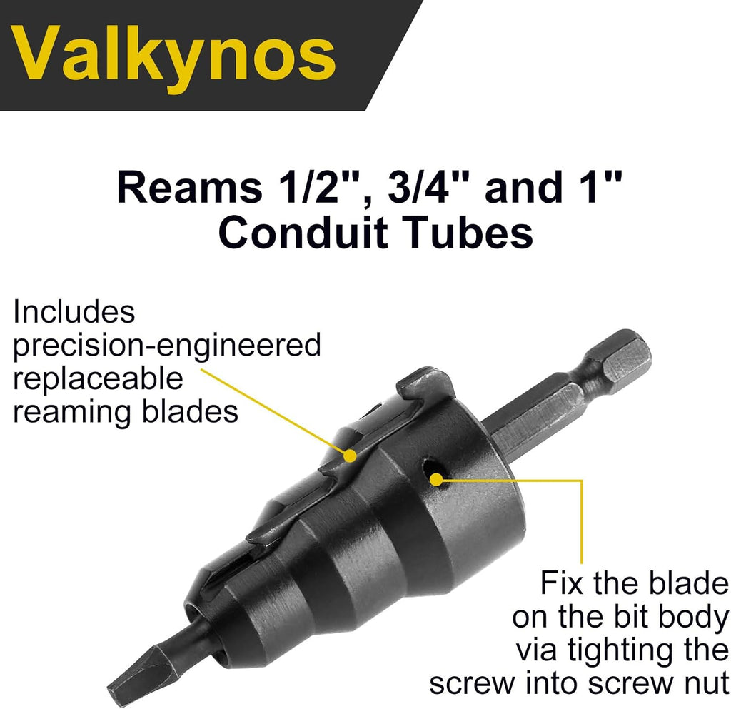 Valkynos Conduit Reamer for 1/2-Inch, 3/4-Inch and 1-Inch Conduit Pipe