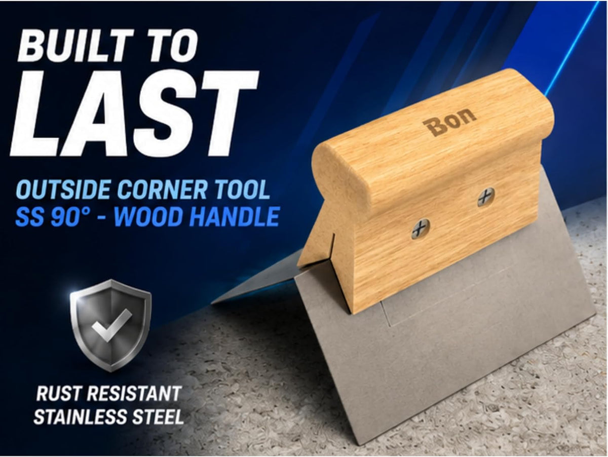 Outside Corner Tool Stainless Steel 1/4 Inch Blade with Durable Wood Handle | Clean Finishing on Drywall, Plaster