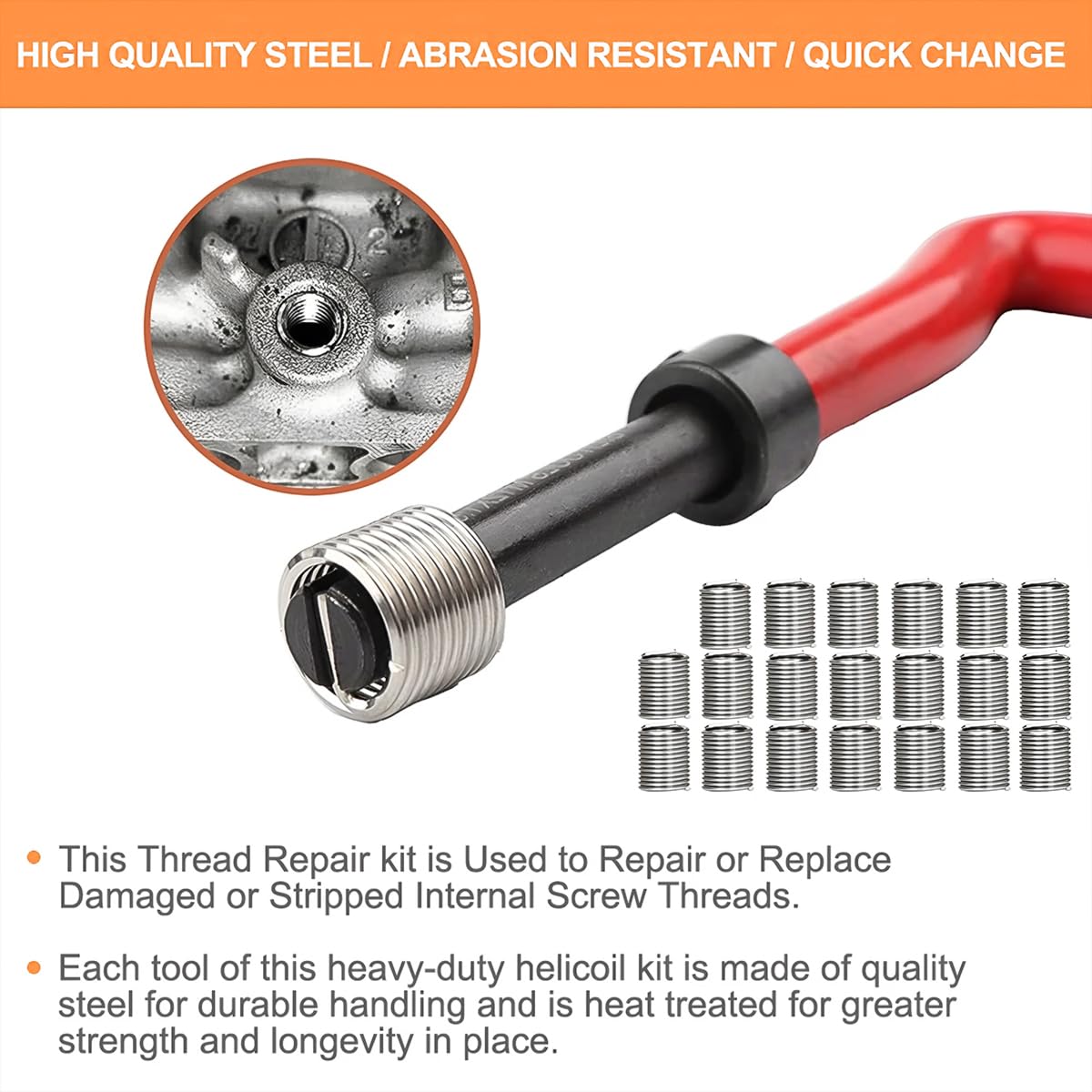 BELOMI M6 x 1.0 mm Thread Repair Kit with HSS Drill Bit and Inserts