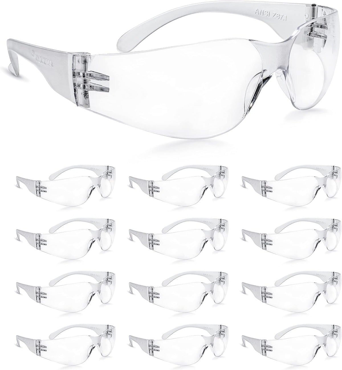 Clear Safety Glasses Bulk of 24, Protective Eyewear for Men Women, ANSI Z87.1 Impact Resistant Eye Protection for