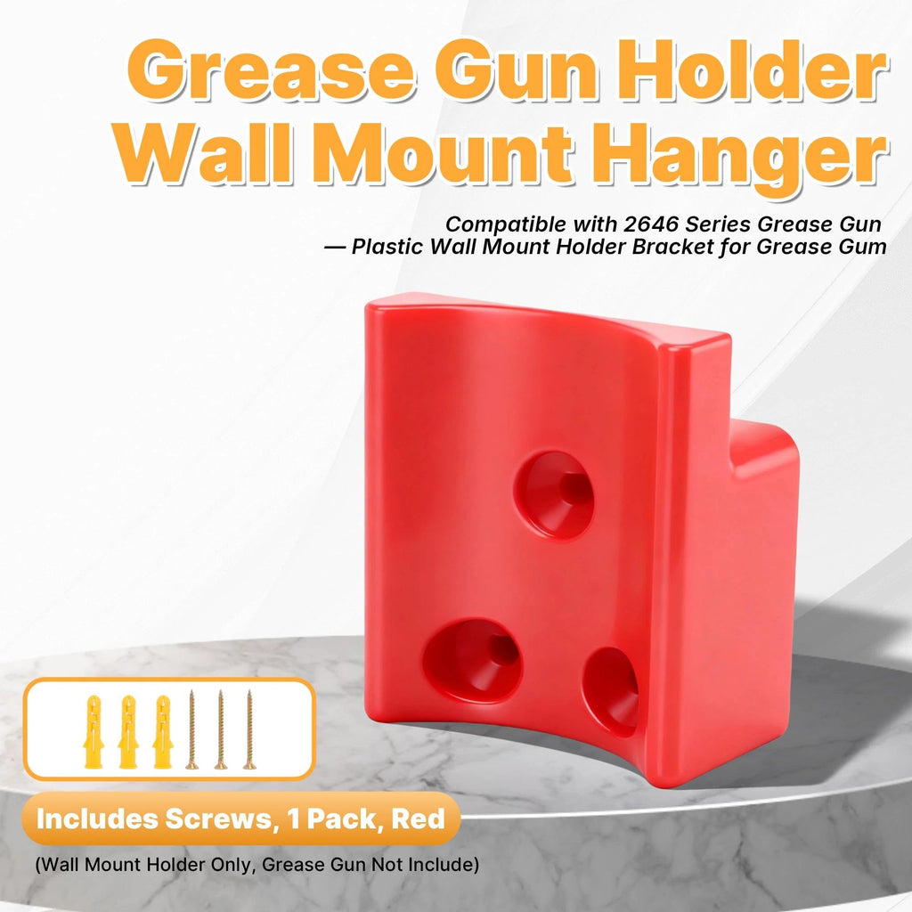 Yudylg Grease Gun Holder Wall Mount Hanger Compatible with 2646 Series Grease Gun — Plastic Wall Mount Holder Bracket for Grease Gum, Includes Screws, 1 Pack, Red