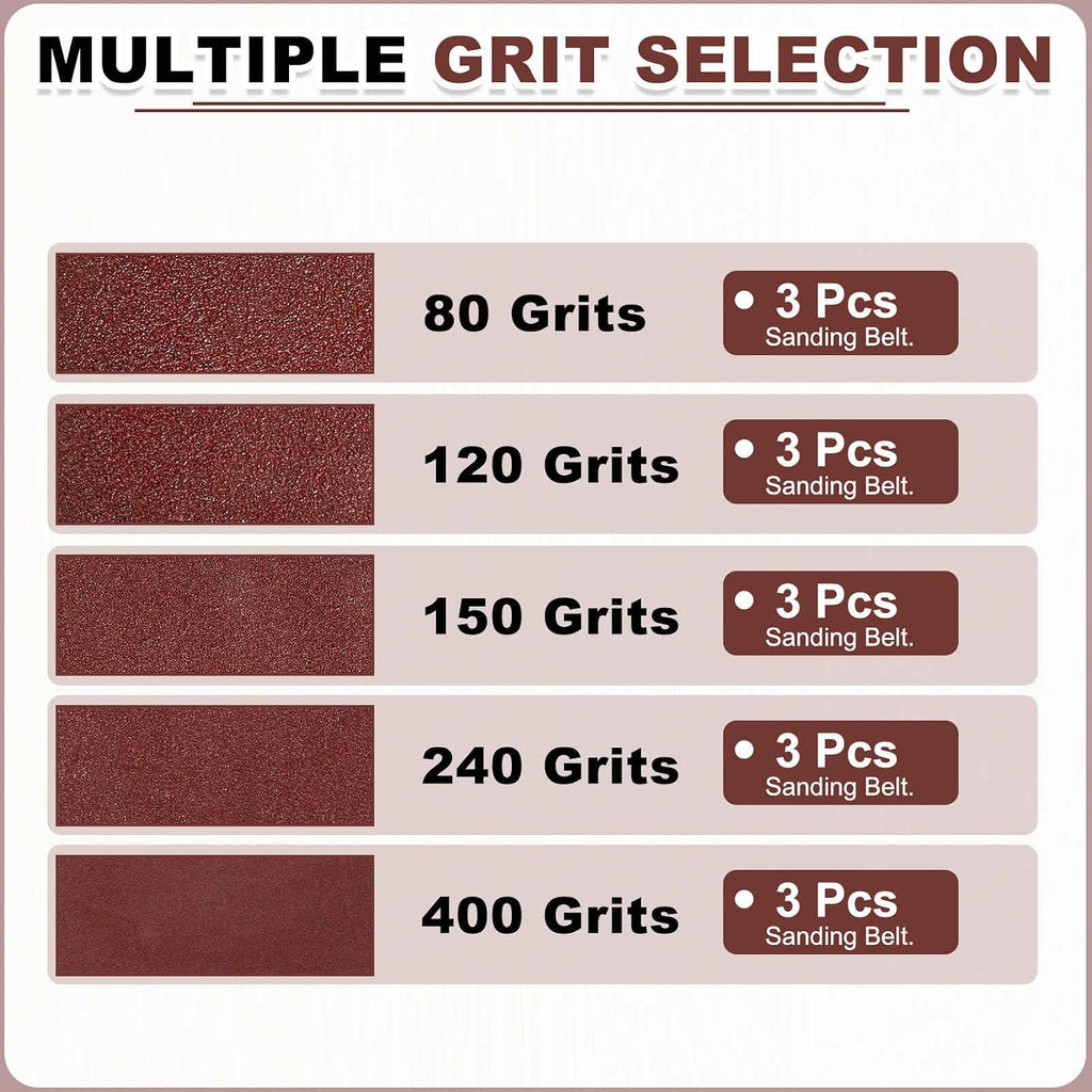 HARFINGTON 2 x 48 Inch Sanding Belts, 15 Pcs 80/120/150/240/400 Grit Aluminum Oxide Abrasive Belt Sander File Belt for Woodworking, Metal Polishing, Knife Sharpener