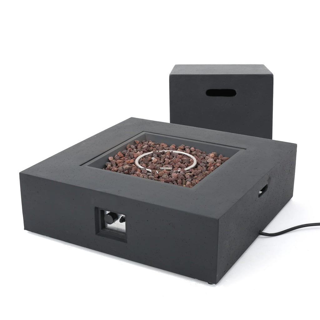 Propane Fire Pit Table 2-Pieces, 40 Inch Firepits for Outside, Square Gas Fire Pit for Outside Patio, Propane Fire