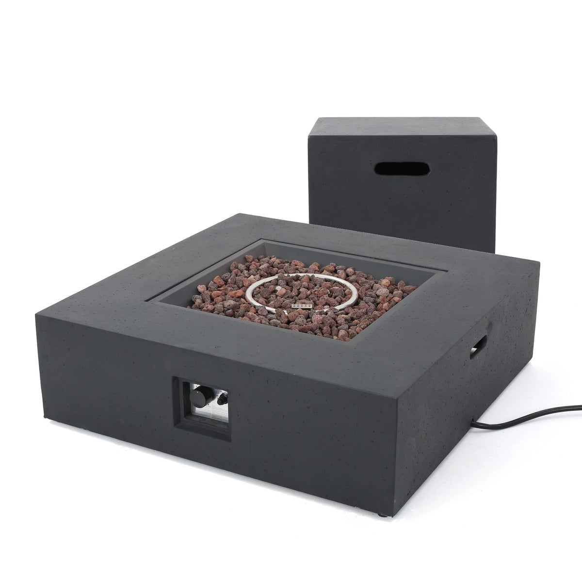 Propane Fire Pit Table 2-Pieces, 40 Inch Firepits for Outside, Square Gas Fire Pit for Outside Patio, Propane Fire