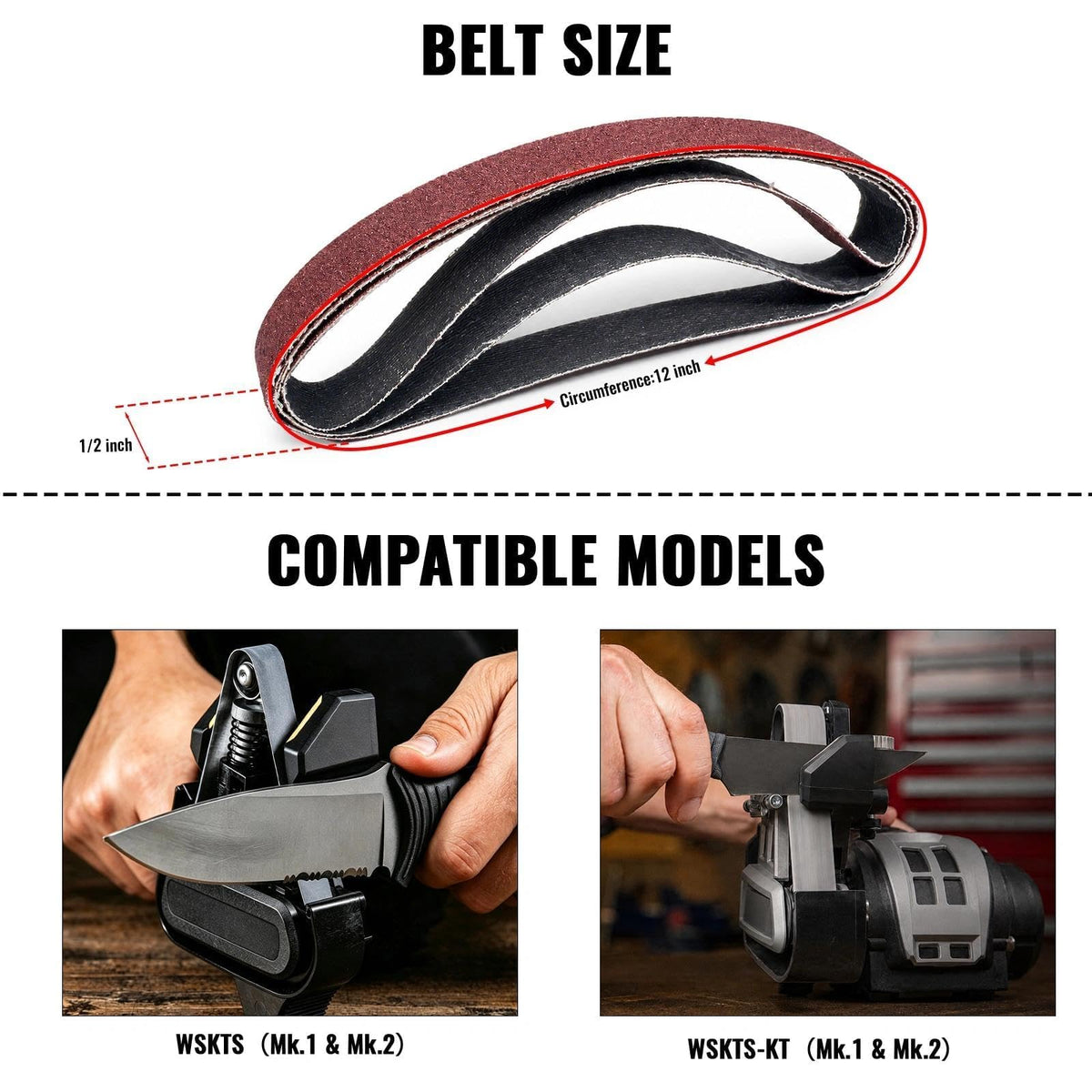 45 Pcs 1/2" × 12" Replacement Sharpening Belts for Work Sharp Knife