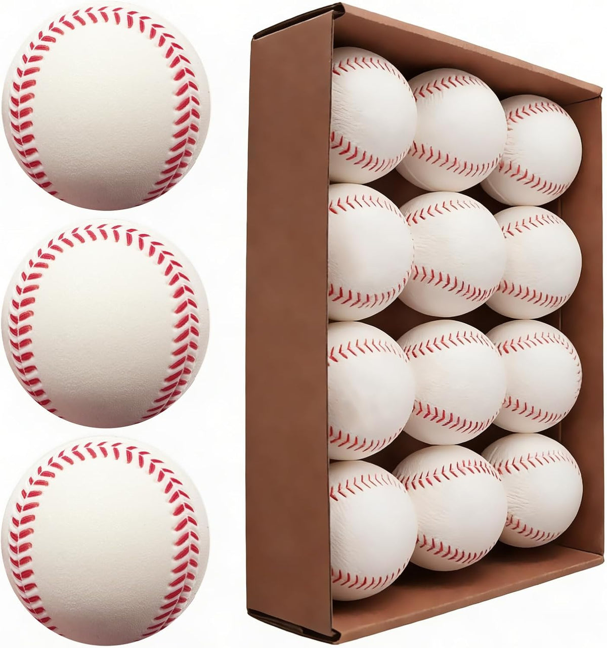 12pack Pitching Machine Baseballs 9inch 3.5oz PU Material Ball for TeenagersTo Practice Hitting and Fielding Practice