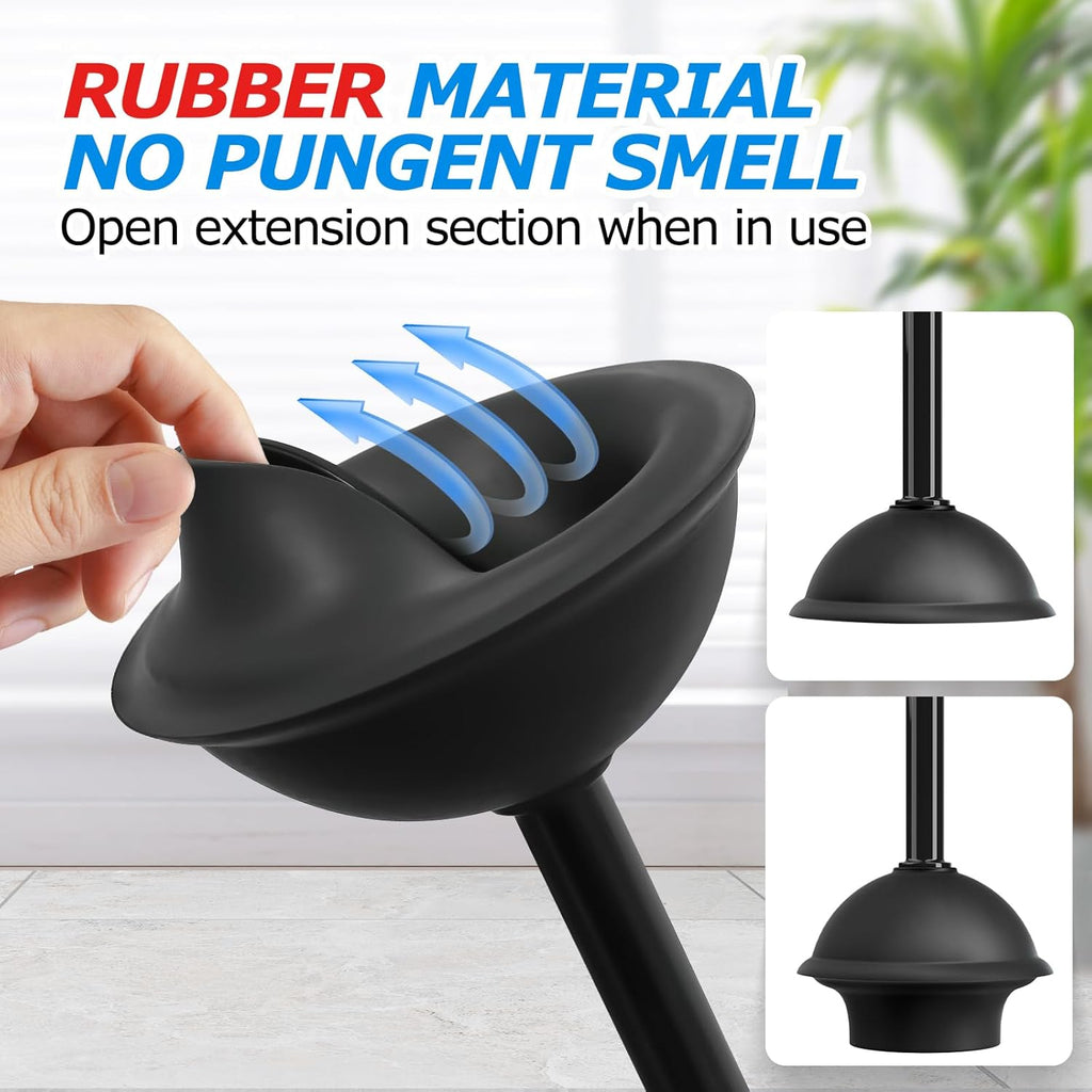 2in1 Toilet Brush and Plunger Set - Bathroom Bowl Holder Combo | 21" Extended, Apartment Must Haves, Accessories