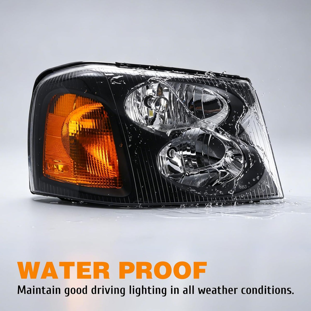 Headlight Assembly Compatible with 2002-2009 GMC Envoy, Headlamp w/o Bulb Replace# 15866071 15866070