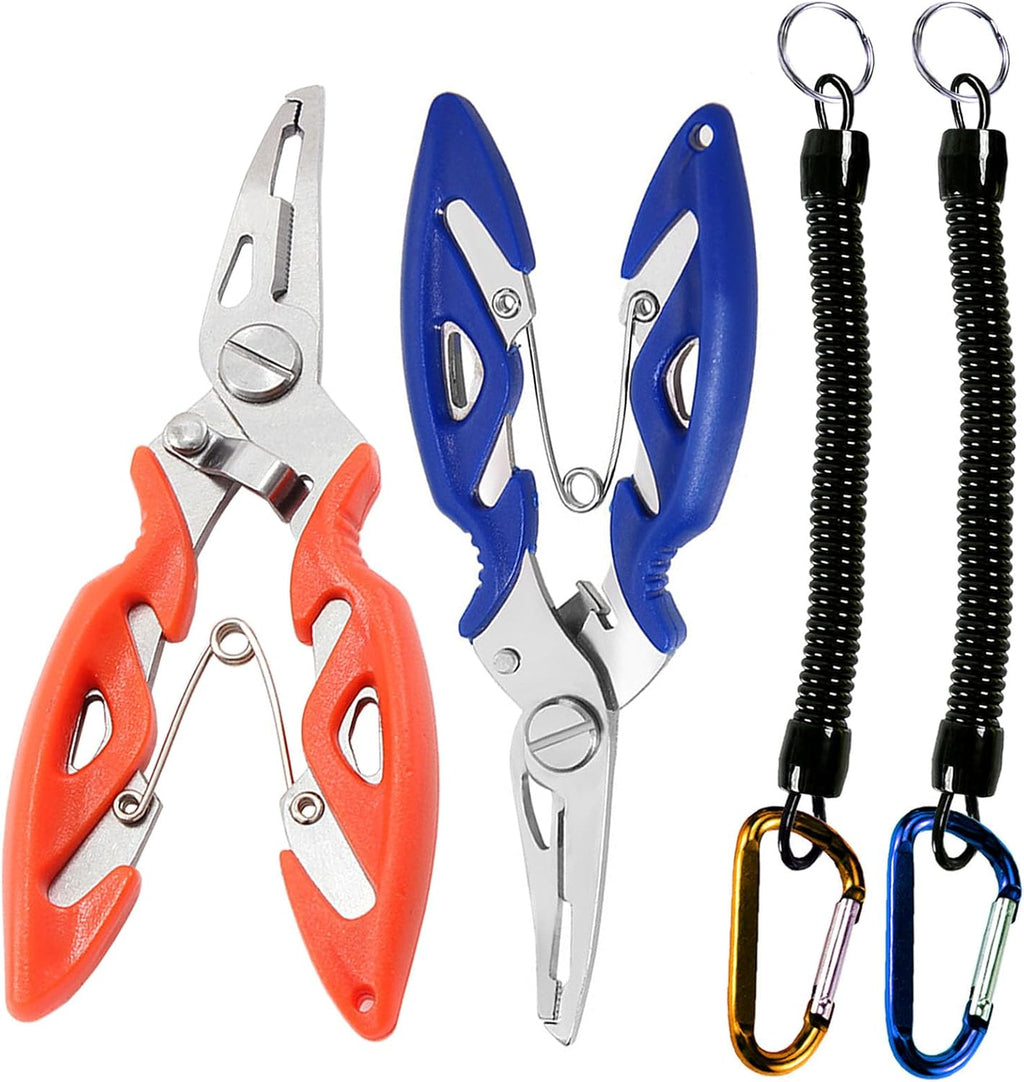 Small Fishing Pliers 2 Multi-Function Scissors Braid Cutters Lightweight Stainless Steel Fishing Tools Split Ring