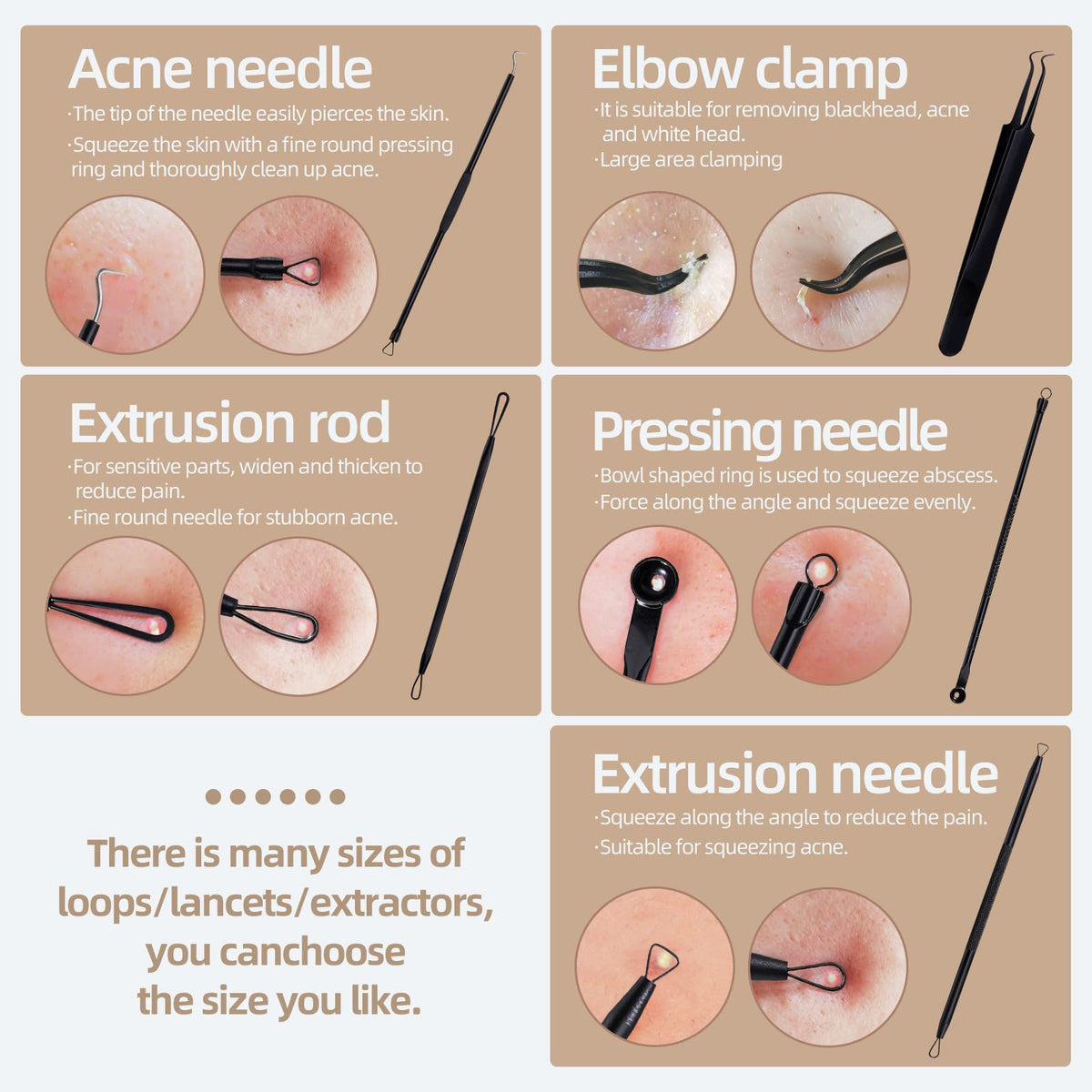 Blackhead Remover Tool Comedones Extractor Acne Removal kit & Eyebrow Trimmer Kit, 8PCS in One with 5X Magnifying
