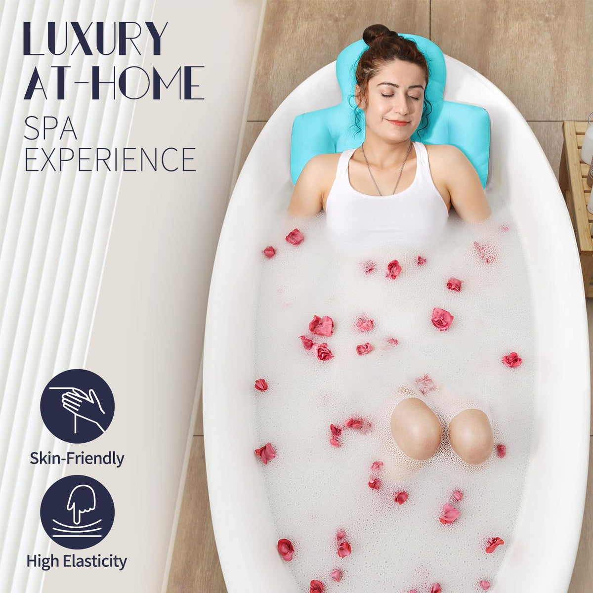 Full Body Bath Pillow for Bathtub, Thick Bathtub Cushion, Luxury Tub Pillow for Bath for Headrest Neck and Back