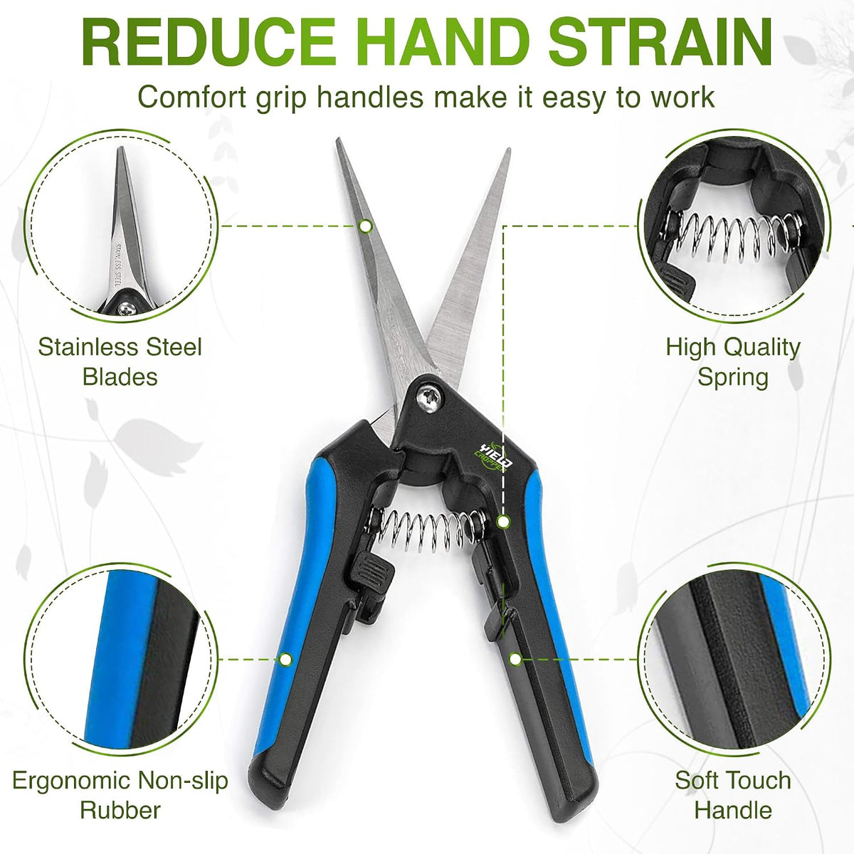 Hydroponic 2Pack Microtip Straight blade/Curved Blade Flower Leaf Trimmer Pruning Shears by Yieldcropper