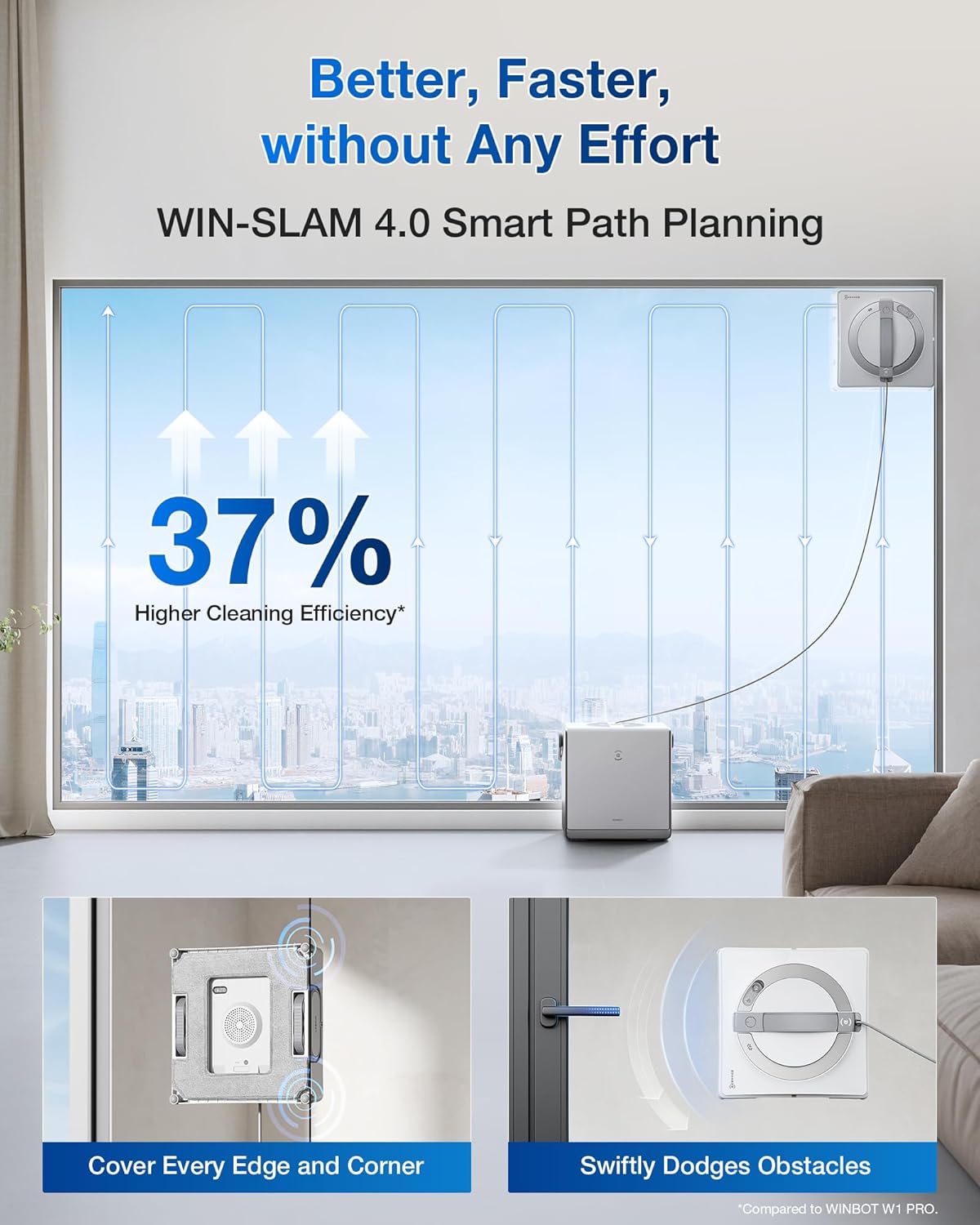 WINBOT W2 PRO Omni Portable Window Cleaning Robot with Multi-Functional Station, Charging While Working, Intelligent