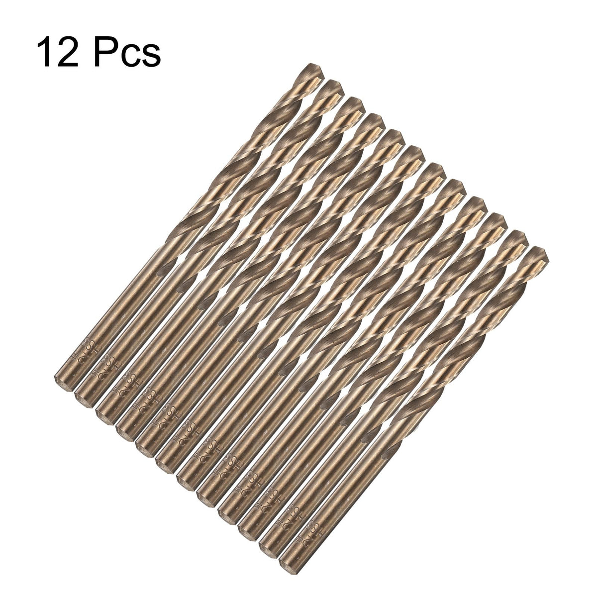 HARFINGTON 12pcs Cobalt Drill Bit, #2 0.221" HSS-CO Aircraft Twist Drill Bit with Straight Round Shank for Drilling Stainless Steel Cast Iron Tough Material