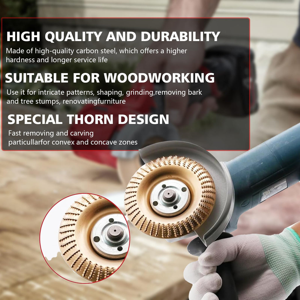 5PCS Angle Grinder Wood Carving Disc Set for 4-1/2 Inch Grinders