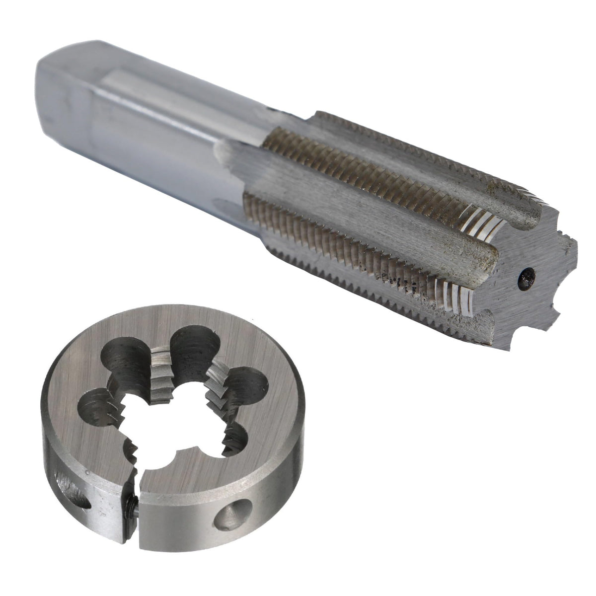 Drill America POUTR1-3/8-12 1-3/8"-12 UNF Tap and Die Kit, HSS Plug Tap and 2-1/2" OD HSS Round Die