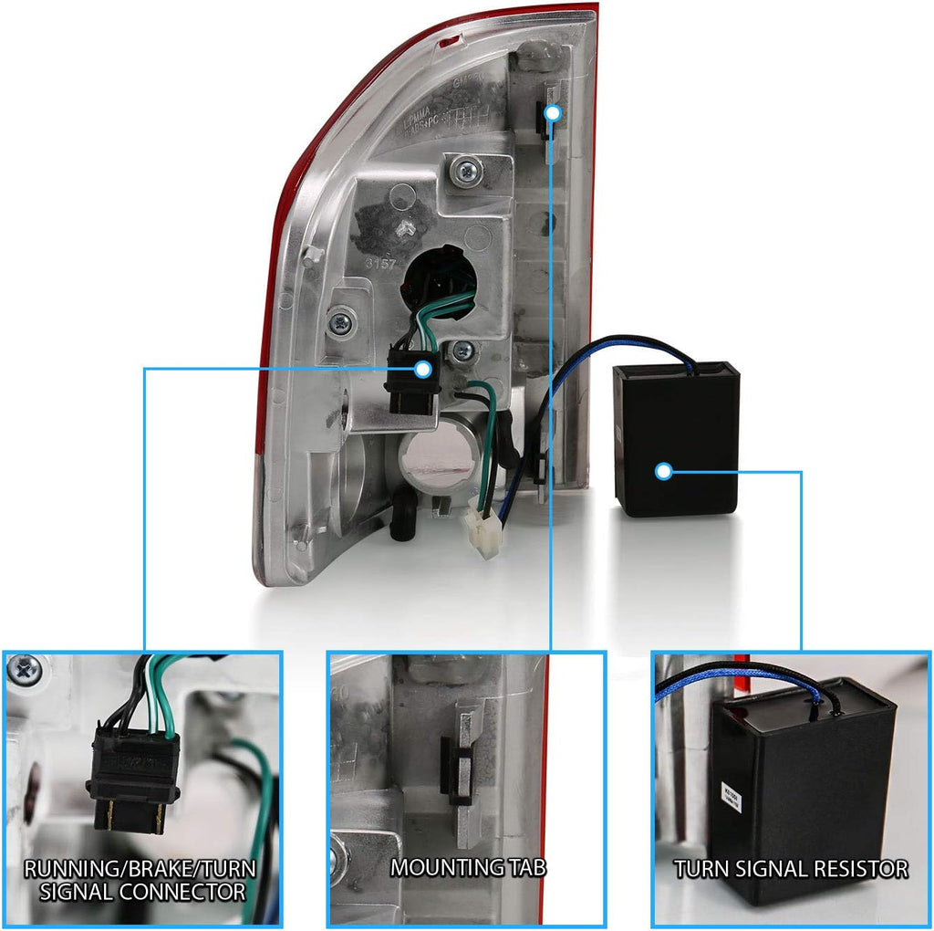 AmeriLite Red/Clear LED Replacement Brake Tail Lights Set For Chevy S-10 / G.M.C Sonoma - Passenger and Driver Side