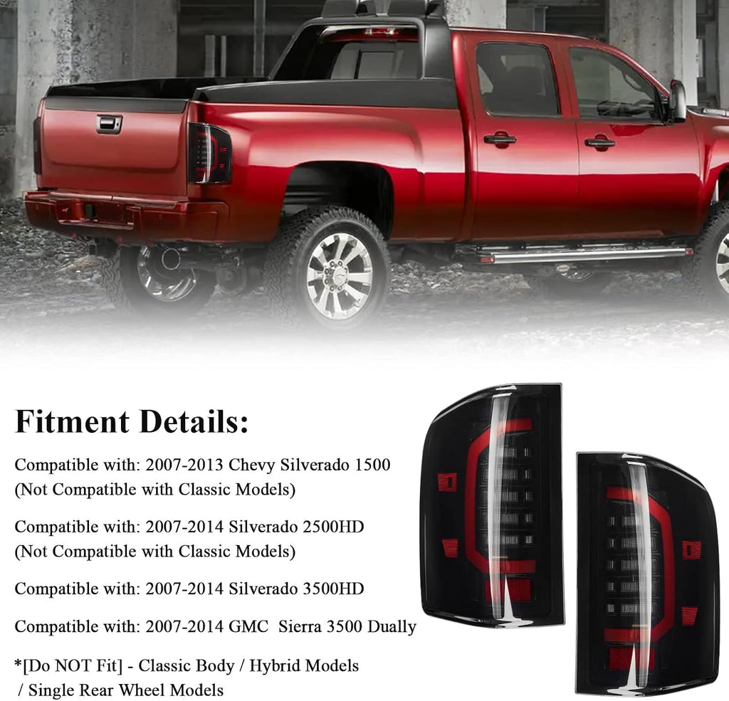 LED Tail Lights Compatible with 2007-2014 Chevy Silverado