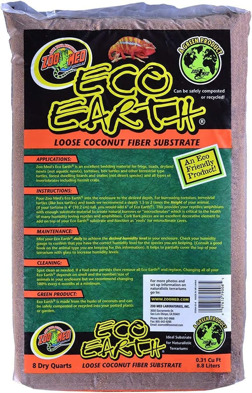 's Bundle 2 Pack Zoomed Eco Earth Loose Coconut Fiber Reptile Substrate 8 quarts | by Zoomed & Includes Attached