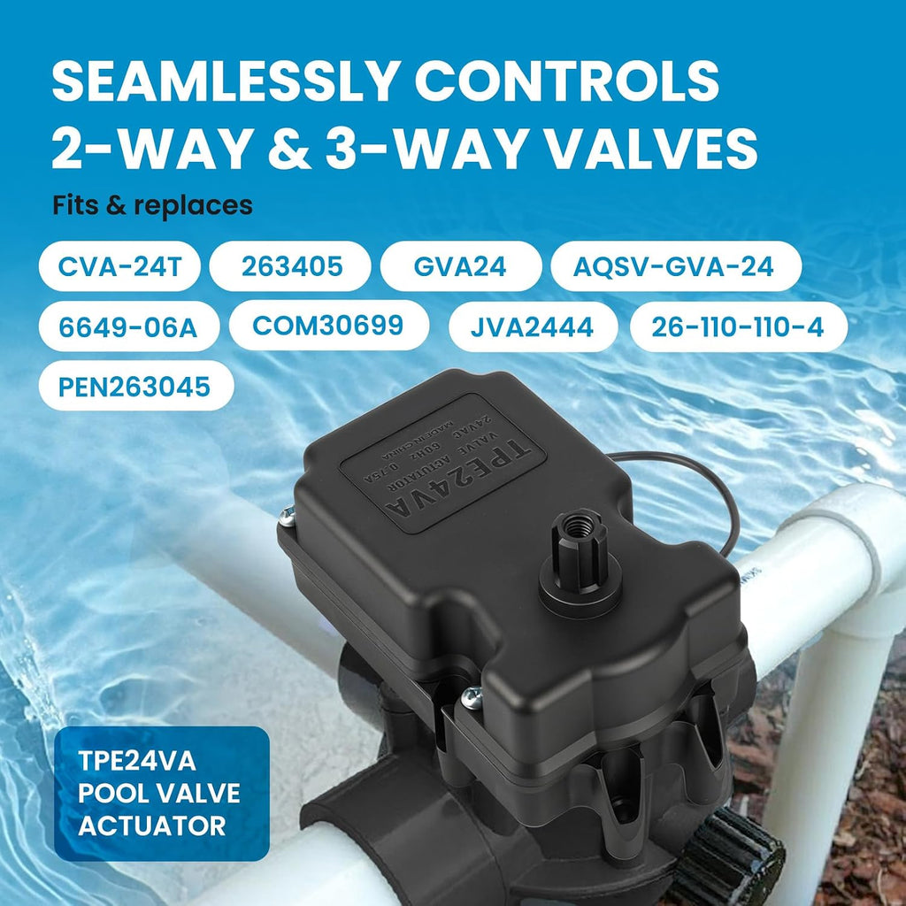 TPE24VA Upgraded 24-Volt Pool Valve Actuator Control, Universal Replacement Valve Actuator Compatible with All 24VAC Control Systems, Ideal for Pools, Spas, Solar Heating Equipment