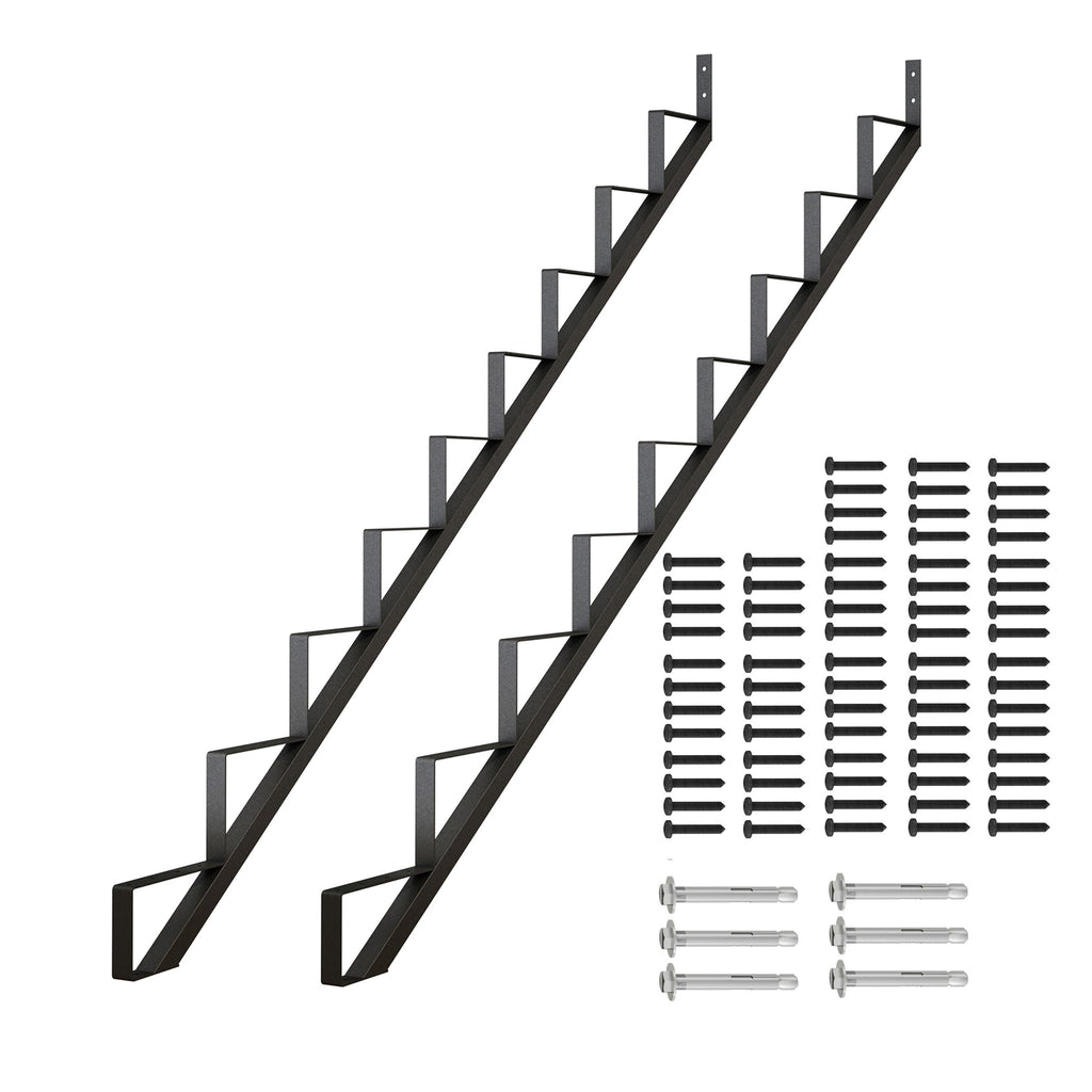 9-Step Outdoor Steel Stair Stringer for Deck Height 73in, 2 Pack