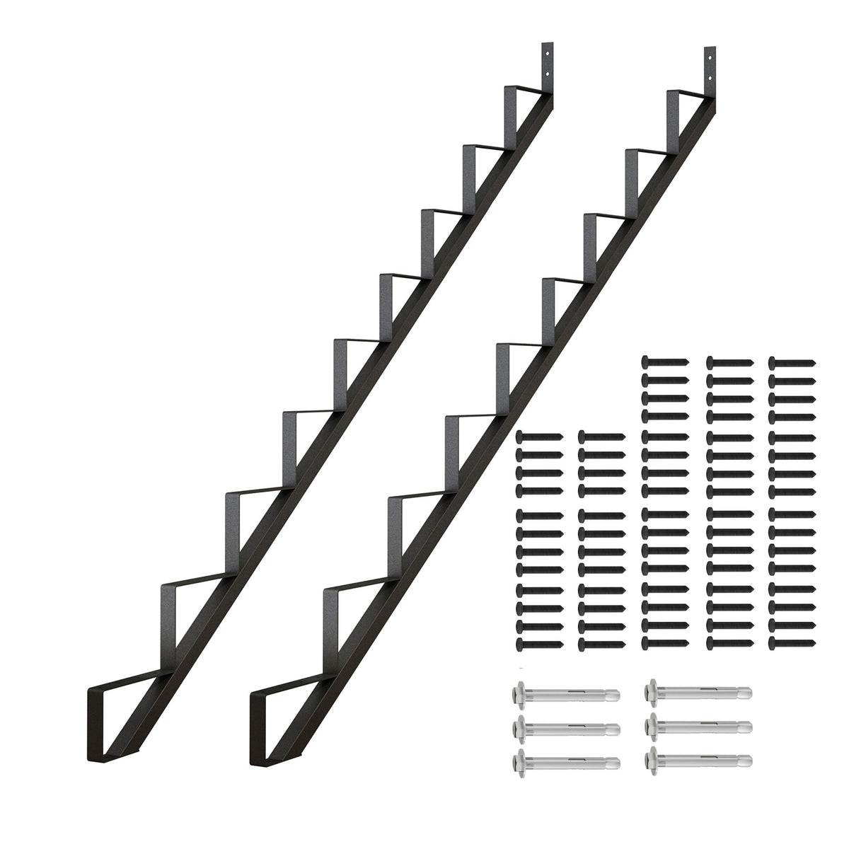 9-Step Outdoor Steel Stair Stringer for Deck Height 73in, 2 Pack