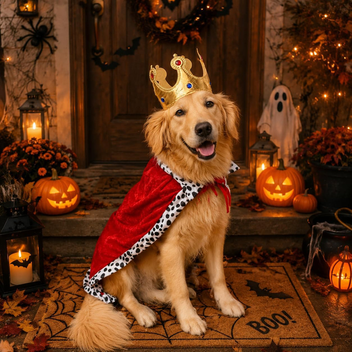 Dog Halloween Costumes for Large Dogs,Funny Dog Costume King Crown Cape(L)