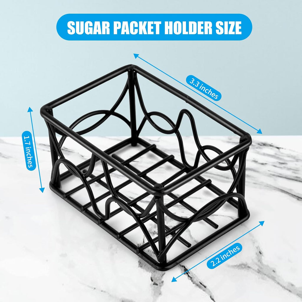 2 Pieces Black Metal Sugar Packet Holder Tea Bag Organizer Sugar Caddy Holder Small Sugar Container Coffee Creamer