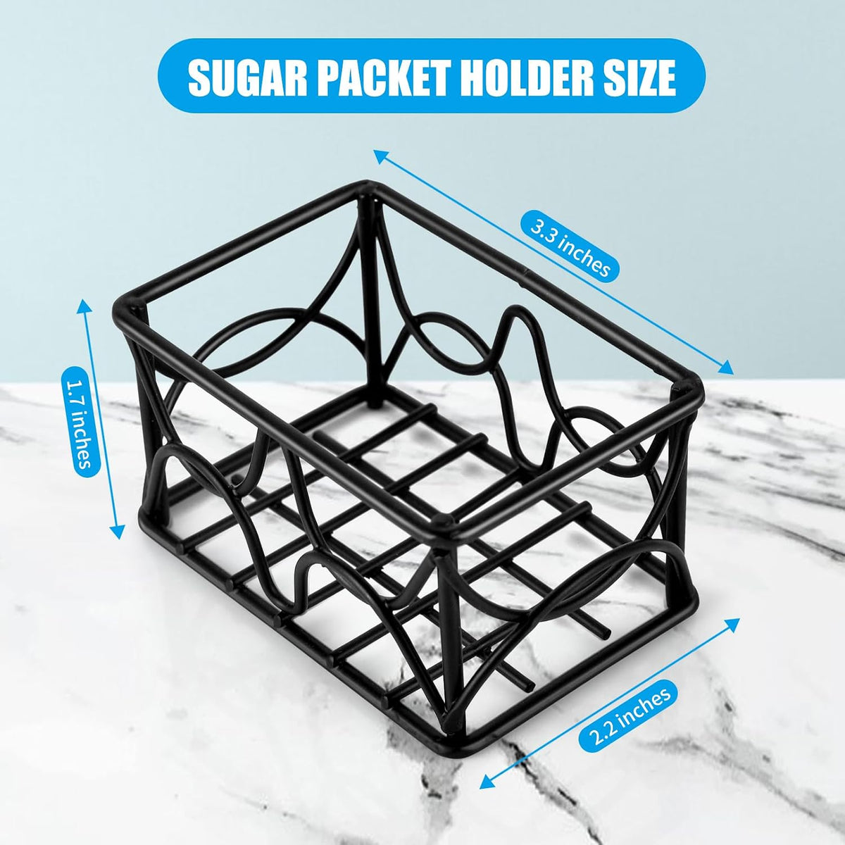 2 Pieces Black Metal Sugar Packet Holder Tea Bag Organizer Sugar Caddy Holder Small Sugar Container Coffee Creamer
