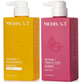 Vitamin C Body Wash + Retinol Body Lotion Crepey Skin Moisturizer 2-Piece Set, Anti Aging Body Cream + Gel Body