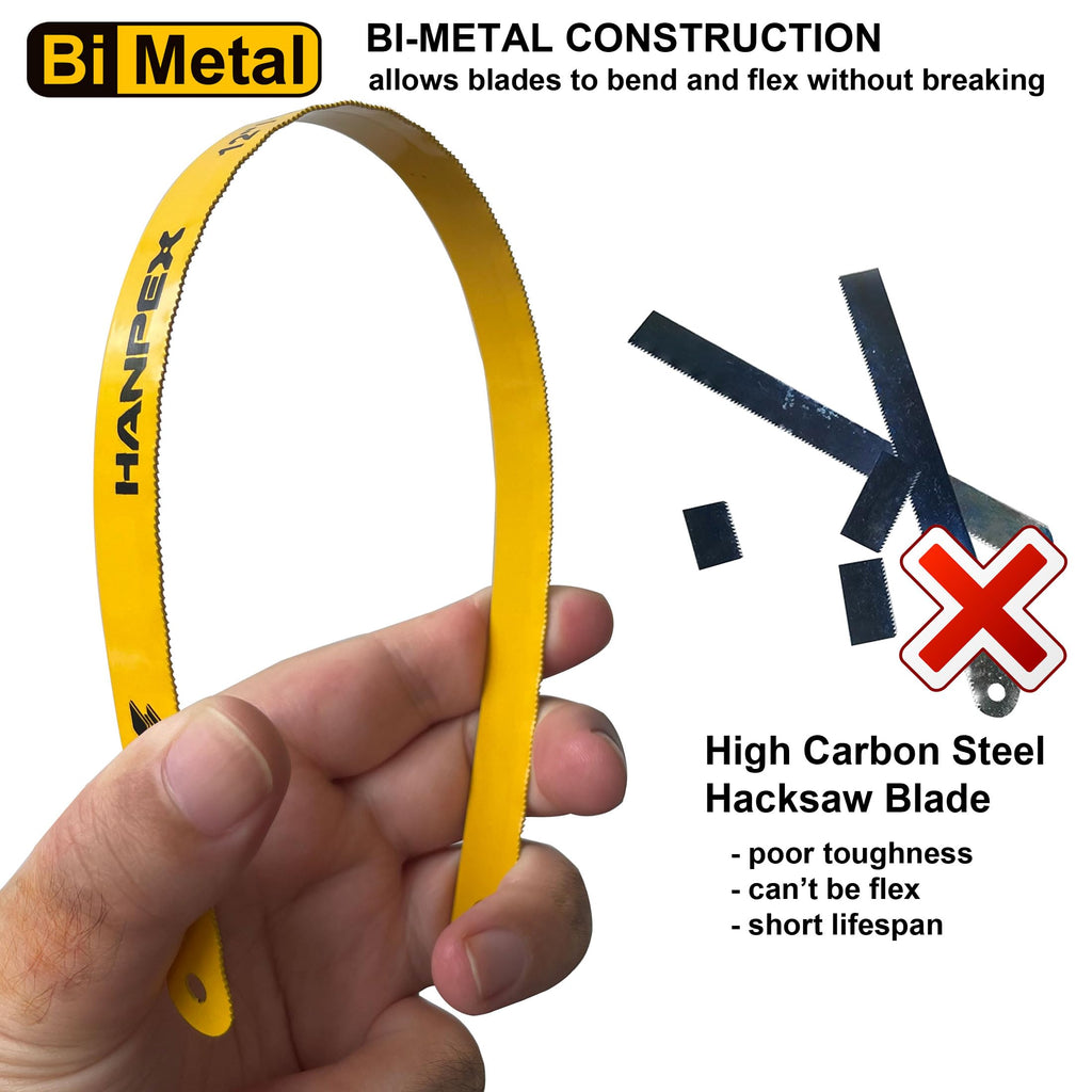 Hanpex Hacksaw Replacement Blade Sets (10 Pack) High Speed 3Pc. 18TPI / 3Pc. 24TPI / 4Pc. 32TPI- 12" Length Hack Saw Blade - Bi-Metal HSS Cutting Blades