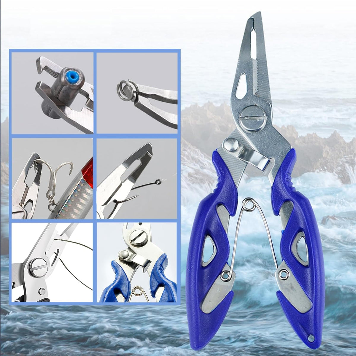 Fishing Pliers, Stainless Steel Fish Hook Remover 2PCS, Multi-Function Fishing Line Cutter Split Ring Opener, Fishing
