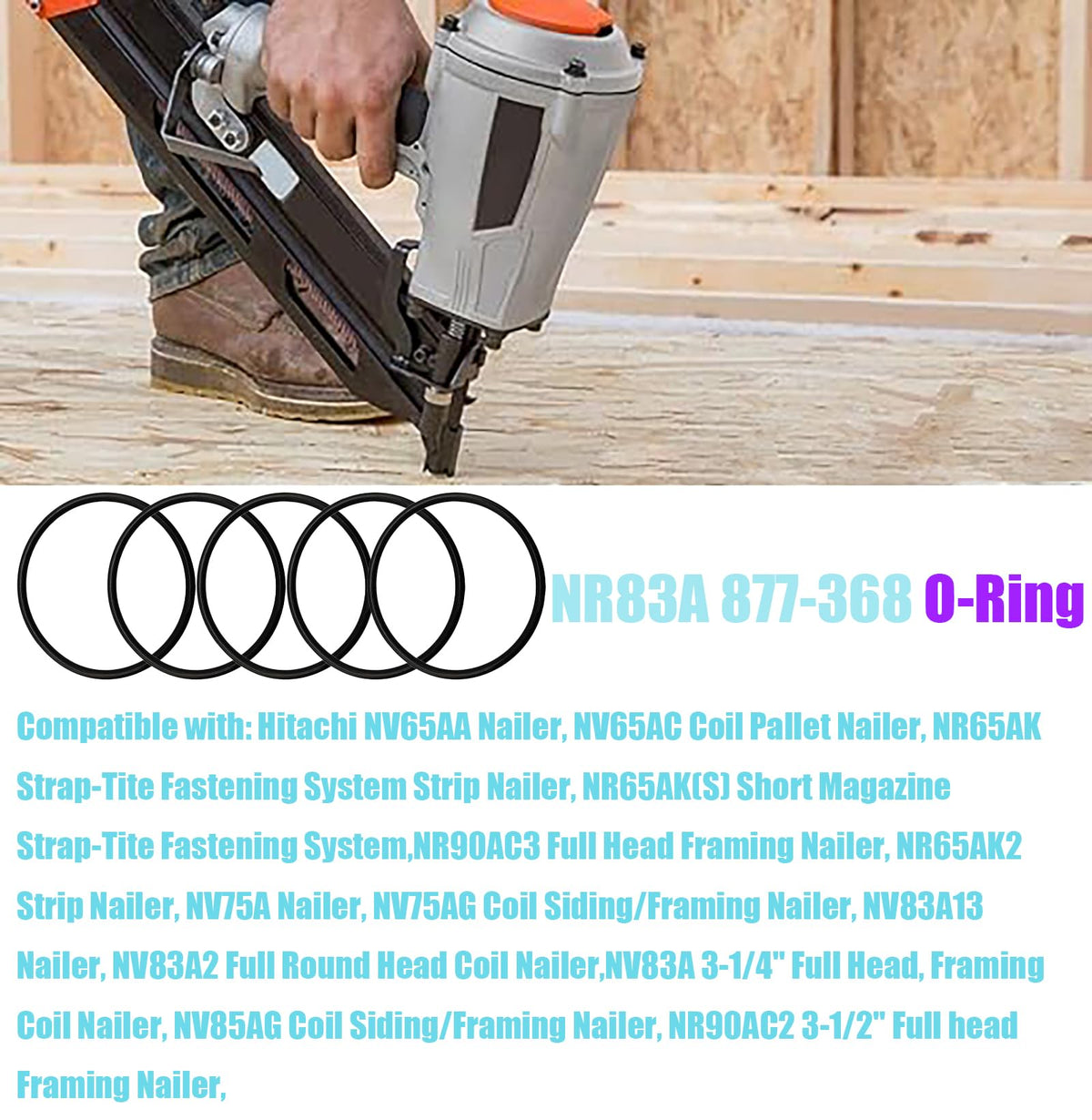 NR83A 877-368 O-Ring Piston Fit for Hitachi Superior Parts NR83A3 NR83A3 (S) NV75AG NR90AC2 NV75A NV65AC NR65AK NV83A2 NV83A 83AA2 NR83AA NR83A2 NR83A2(S) Framing Nailers (20/Pack)