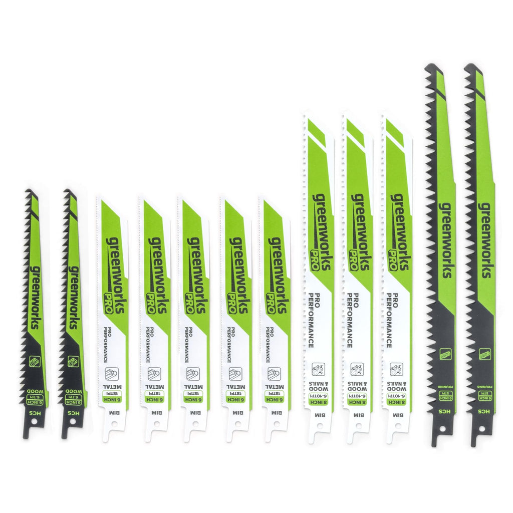 Greenworks 12PC Multi-Purpose Reciprocating Saw Blade Set with Carrying Case, PA53301A1