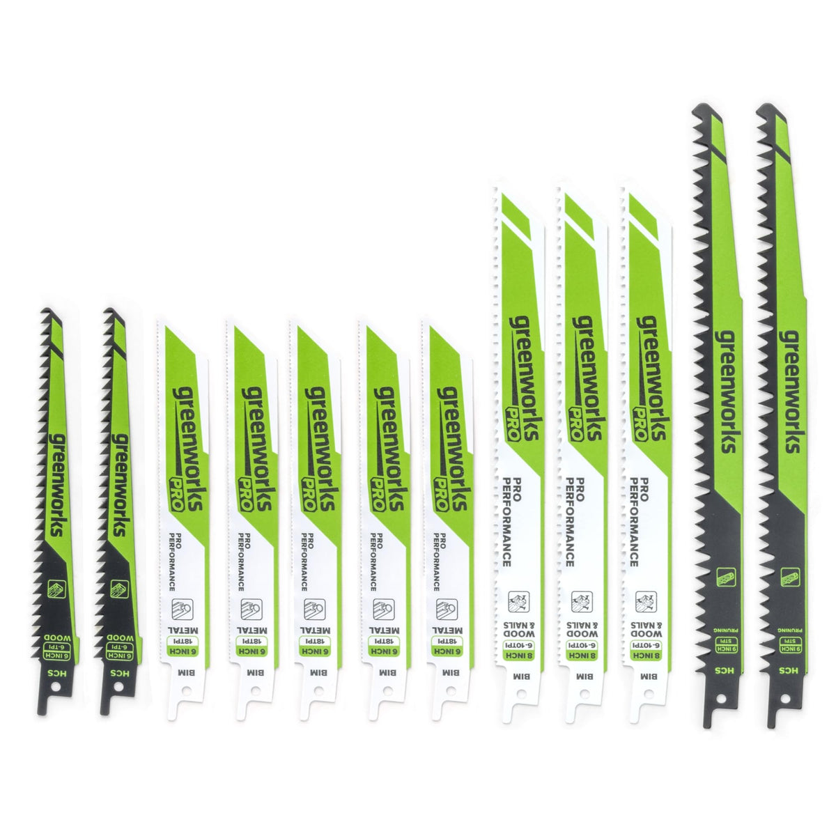 Greenworks 12PC Multi-Purpose Reciprocating Saw Blade Set with Carrying Case, PA53301A1
