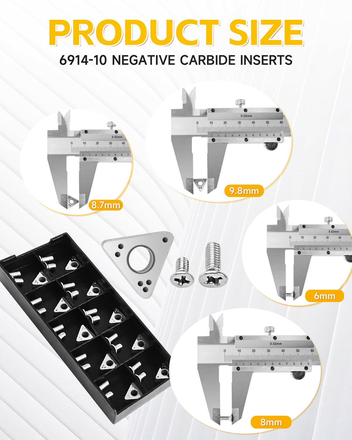 Zorqon 10pcs 6914-10 Negative Rake Carbide Insert, Compatible with Ammco