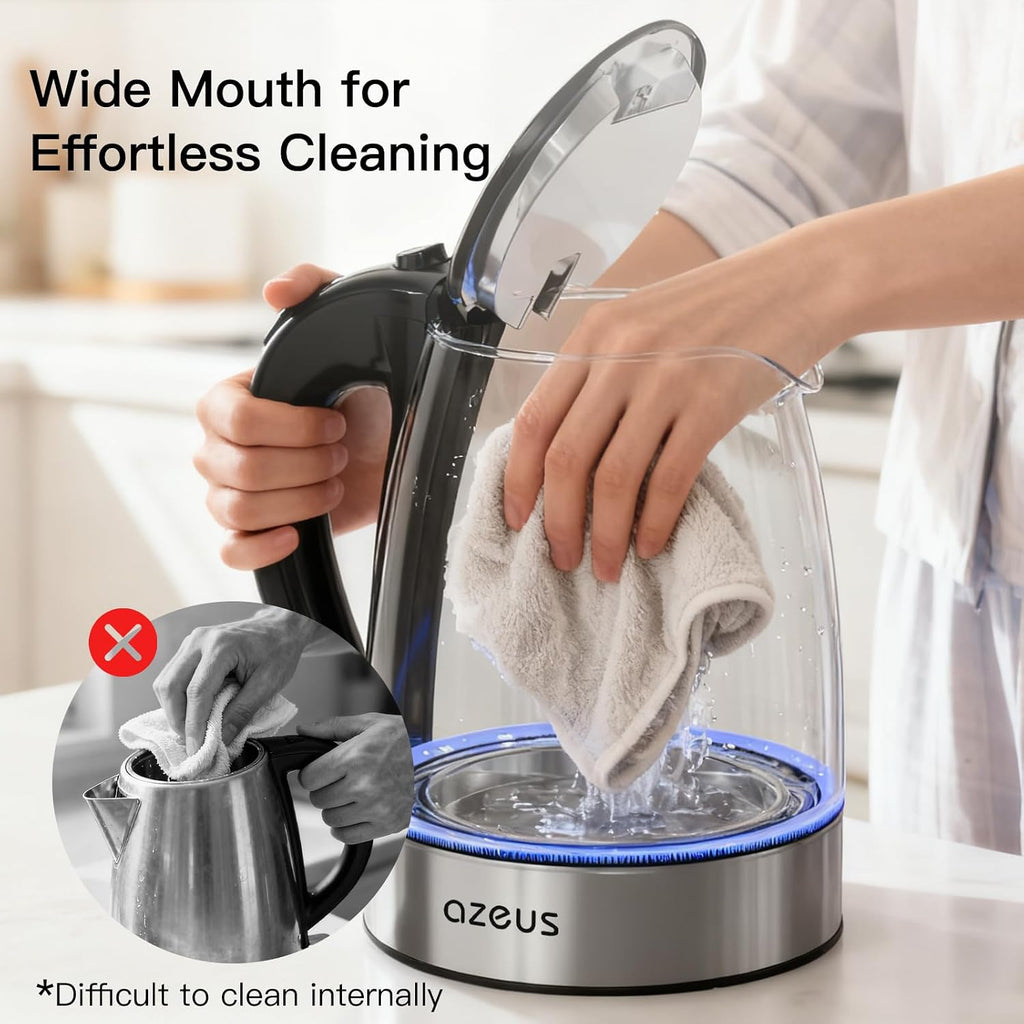 Electric Kettle 1800W Cool Touch Tea Kettle Anti-scalding Design 1.8L Large Capacity Kettle BPA-Free, White