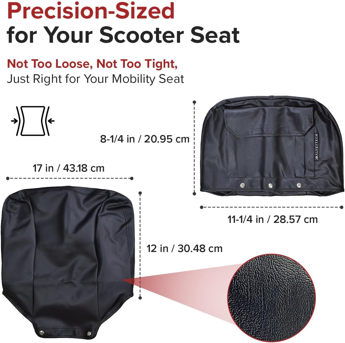 AlveyTech Black Seat Cover Set - Fits Go-Go Elite Traveller, LR, Plus HD, ES, GO-Chair, Ultra X, Pride Revo and Sonic Mobility Scooters, 3 & 4 Wheel Folding Electric Scooter Wheelchair Covers