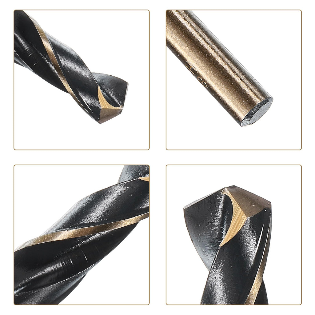 uxcell 10pcs Straight Shank Twist Drill Bits 8.2mm Gold Titanium & Black Nitride Coated High Speed Steel (HSS) 4341 with 8.2mm Shank for Stainless Steel Alloy Metal Plastic Wood