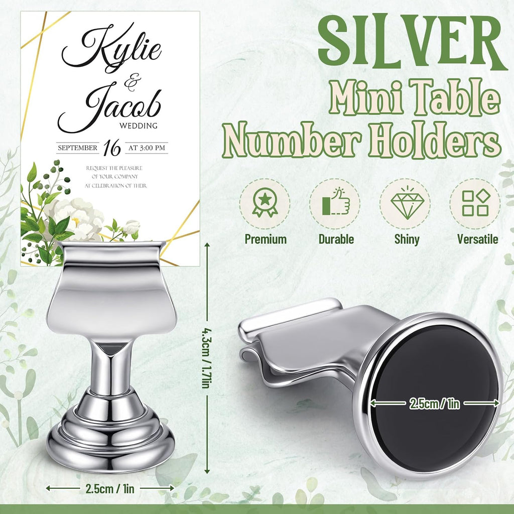 24 Pcs Wedding Table Number Holders Metal Silver Place Card Holder
