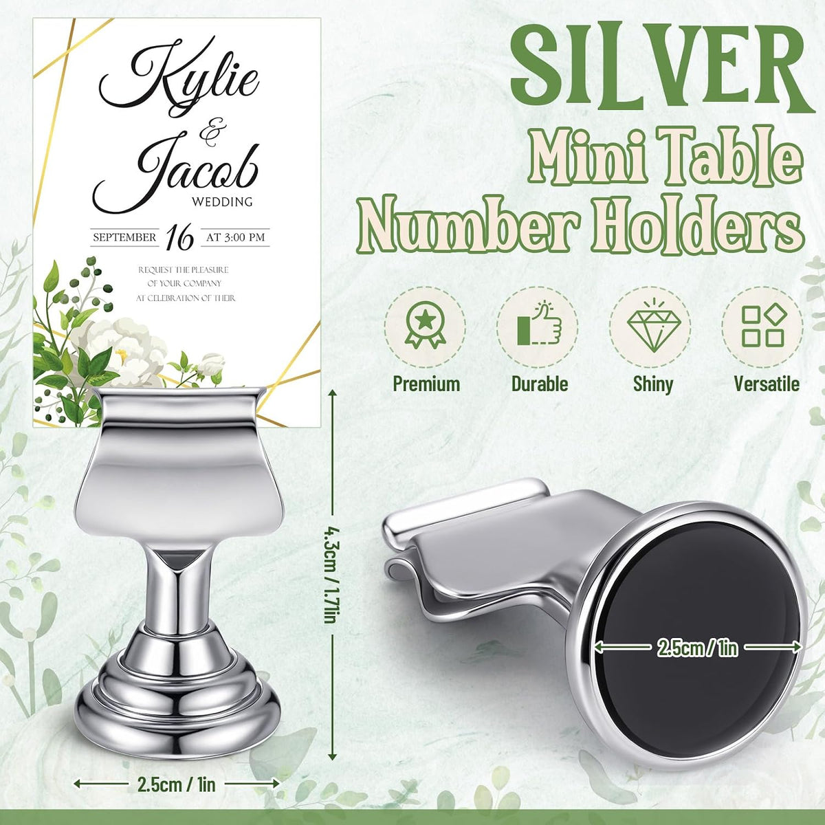 24 Pcs Wedding Table Number Holders Metal Silver Place Card Holder