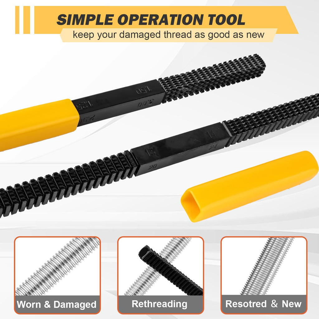 syizyen 3pcs Thread Repair Files Kit,SAE & Metric Thread Restorer