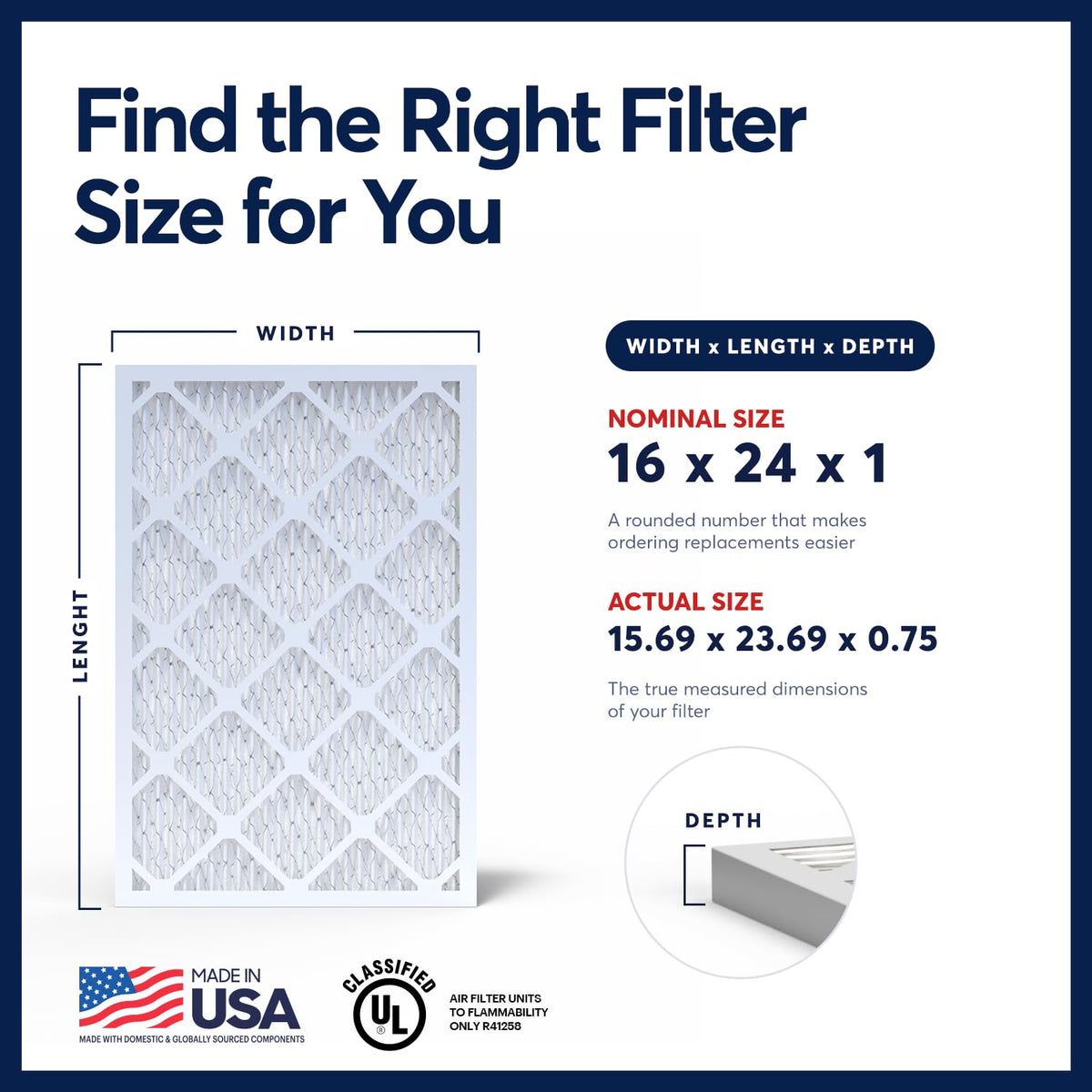 TruFilter 16x24x1 Air Filter MERV 13 AC Filter, HVAC Furnace Filter, 4 Pack (ACTUAL SIZE 15.69"x23.69"x0.75")