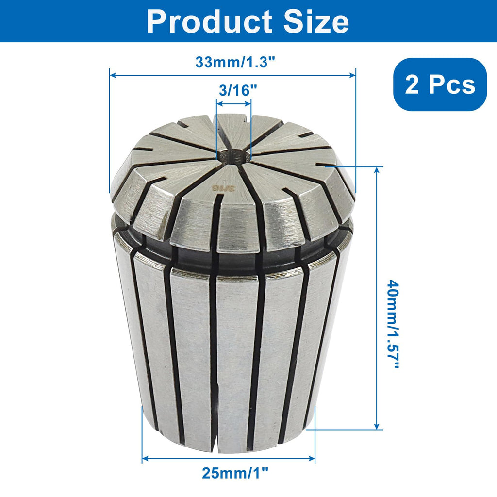 Piutouyar High Precision ER32 Spring Collet Nut Set, 2 Pcs ER32 3/16 Inch