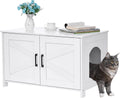 31.5" L Cat Litter Box Enclosure with Barn Door, White