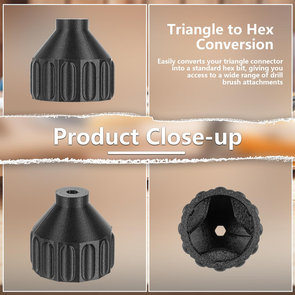Triangle to Hex Adapter for Ryobi Power Scrubber | Fits Vortex & P4500 | Converts Triangle Connector to Standard Hex Bit