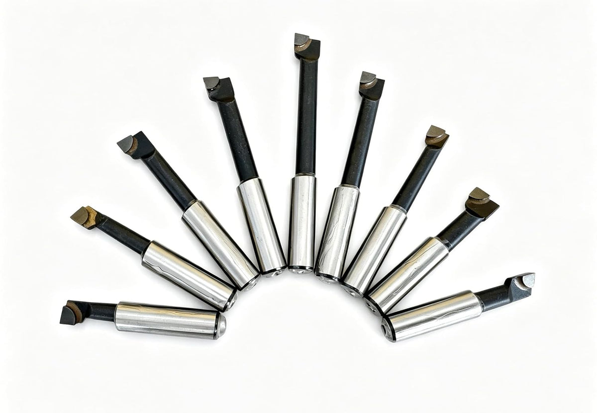 1/2" Shank 9 Pcs Boring Bar Set Carbide Tipped Bars